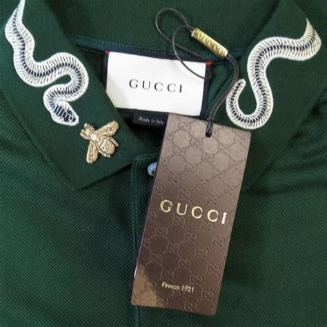 gucci snake t shirt green|Gucci polo shirt snake collar.